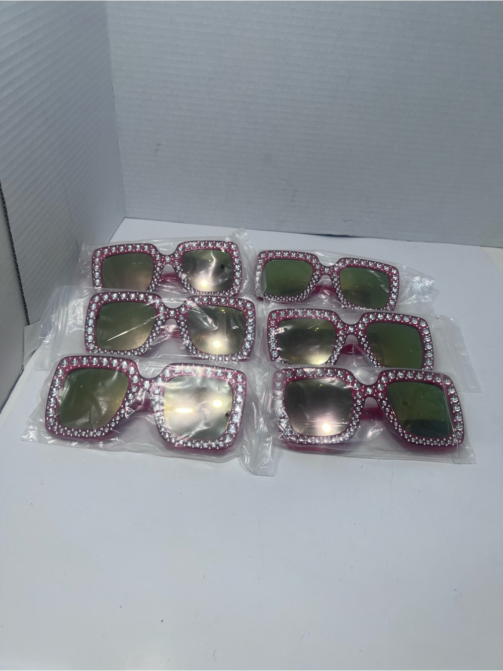 Lot of Unlisted Pink Rhinestone Square Sunglasses